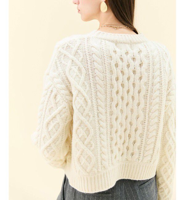 BEIGE,「【VERY掲載】RULE / ウールカシミヤアラン編みクロップドニット」|ニット・セーター|