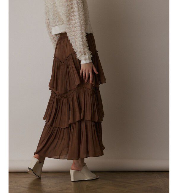  「イレギュラーティアードスカート」|スカート|ブラウン