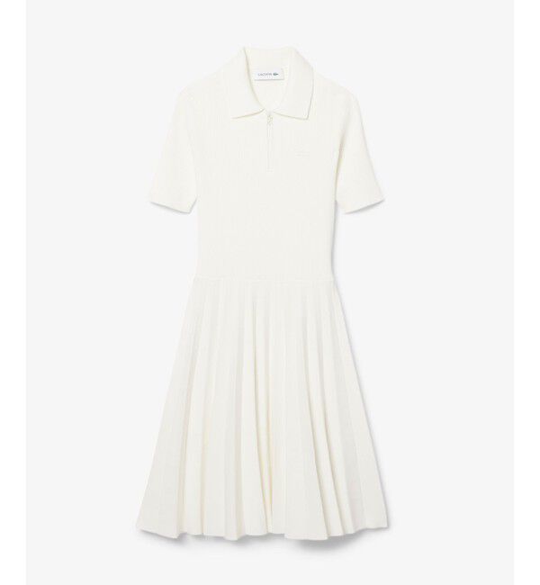 LACOSTE「レーヨン混 ポロカラープリーツドレス / ハーフジップワンピース」|ワンピース|