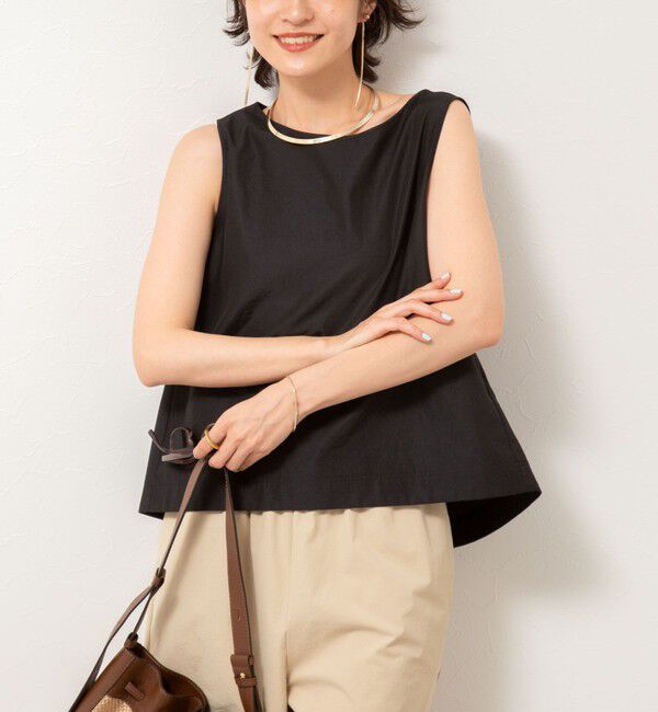 NOLLEY'S「エクセルテックタンブラーノースリーブブラウス」|シャツ・ブラウス|ブラック