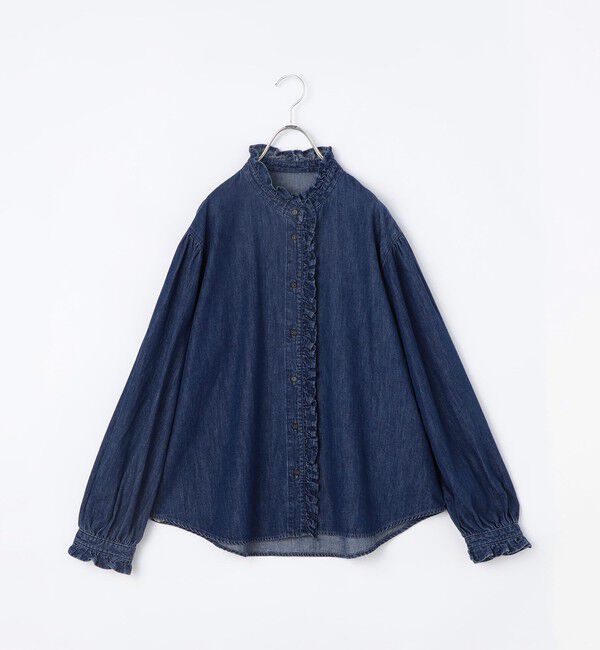 Rie Miller「【RM denim】フリルデニムブラウス」|シャツ・ブラウス|
