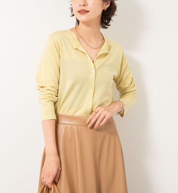 NOLLEY'S sophi「《アンサンブル対応》《手洗い可能》W混ラメクルーネックカーディガン」|カーディガン|