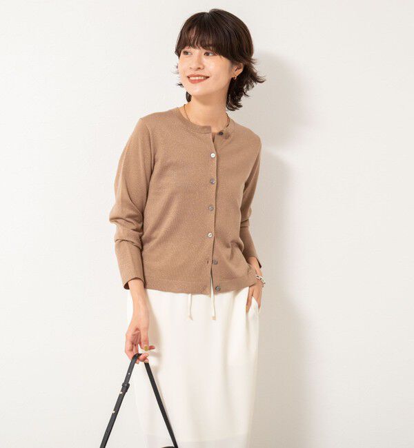 NOLLEY'S sophi「《アンサンブル対応》《手洗い可能》W混ラメクルーネックカーディガン」|カーディガン|