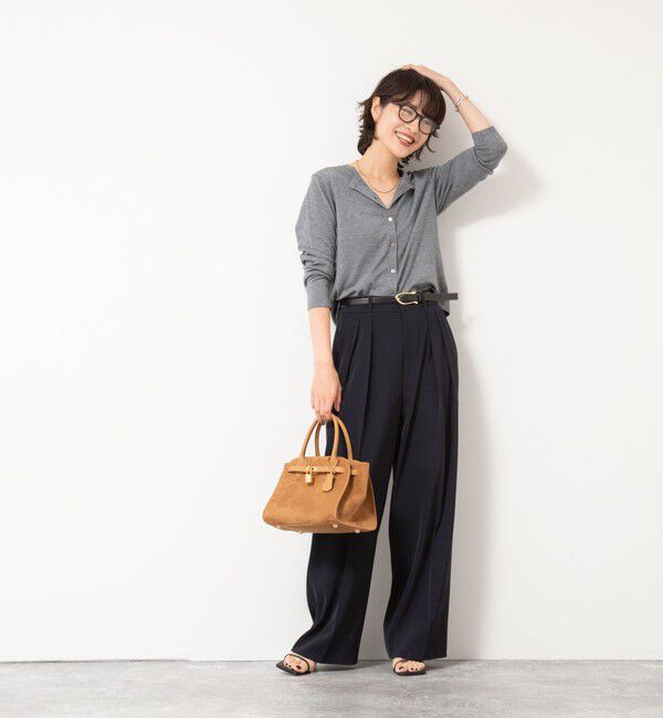 NOLLEY'S sophi「《アンサンブル対応》《手洗い可能》W混ラメクルーネックカーディガン」|カーディガン|