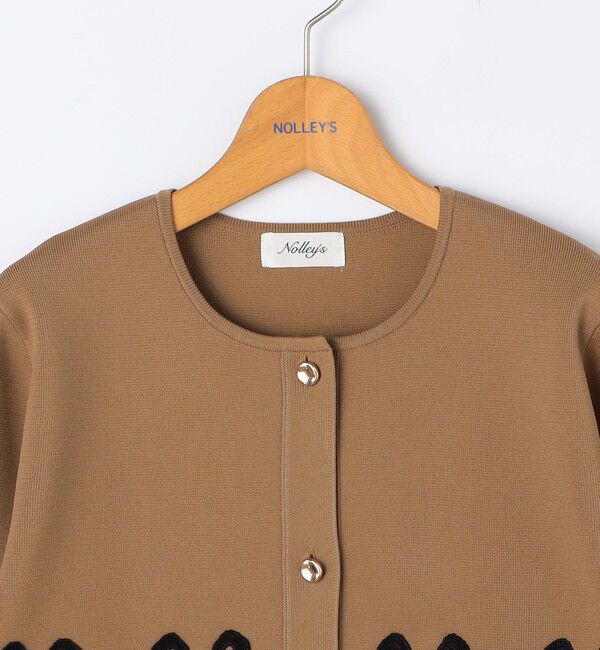 NOLLEY'S「レース付きクルーネックカーディガン」|カーディガン|