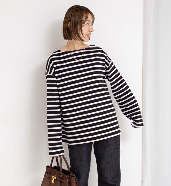 Rie Miller「BIGマリンボーダーボートネックプルオーバーカットソー」|Tシャツ・カットソー|
