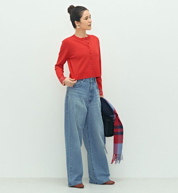 NOLLEY'S「《手洗い可能》くるみ釦シアークルーネックカーディガン」|カーディガン|