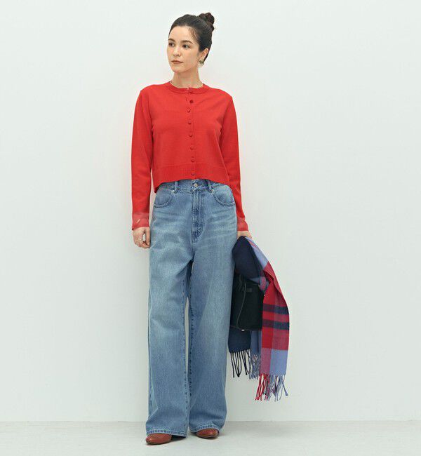 NOLLEY'S「《手洗い可能》くるみ釦シアークルーネックカーディガン」|カーディガン|