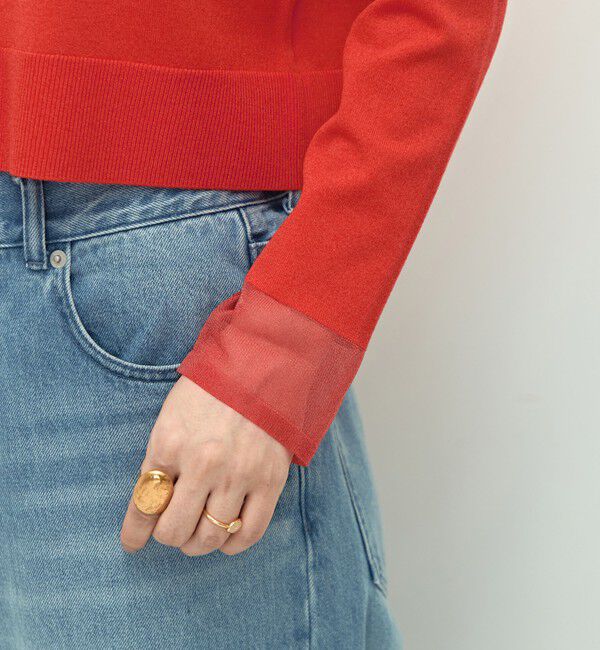 NOLLEY'S「《手洗い可能》くるみ釦シアークルーネックカーディガン」|カーディガン|