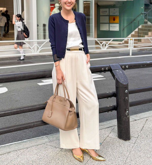 NOLLEY'S「《手洗い可能》くるみ釦シアークルーネックカーディガン」|カーディガン|