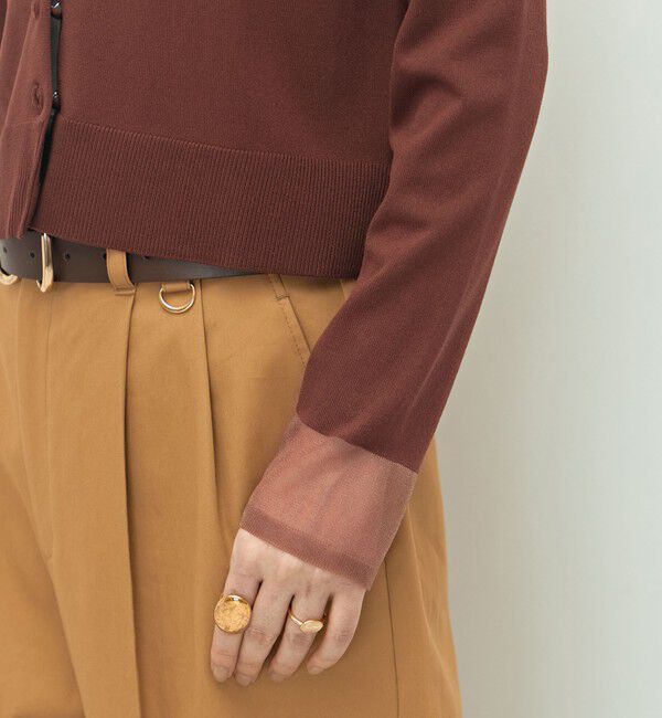 NOLLEY'S「《手洗い可能》くるみ釦シアークルーネックカーディガン」|カーディガン|