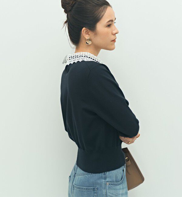 NOLLEY'S「《手洗い可能》襟レース2WAYプルオーバーニット」|ニット・セーター|