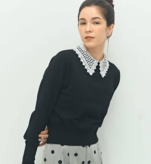 NOLLEY'S「《手洗い可能》襟レース2WAYプルオーバーニット」|ニット・セーター|
