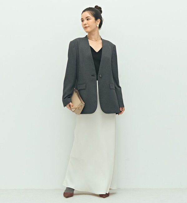 NOLLEY'S sophi「【WEB STAFF守屋☆別注】《セットアップ対応》ウォッシャブルソフトシャンブレーノーカラージャケット」|ノーカラージャケット|