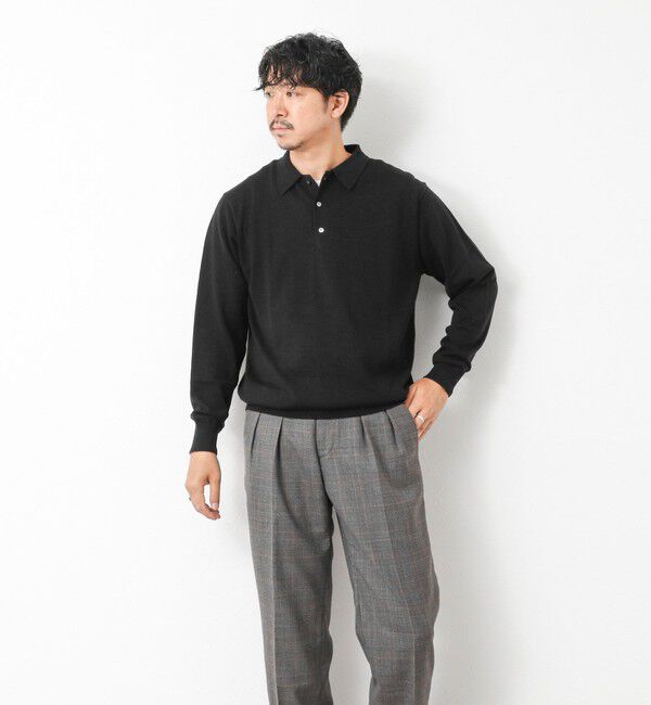 NOLLEY'S goodman「14G成型 ウォッシャブル NSN長袖ポロニット 25AW」|ニット・セーター|