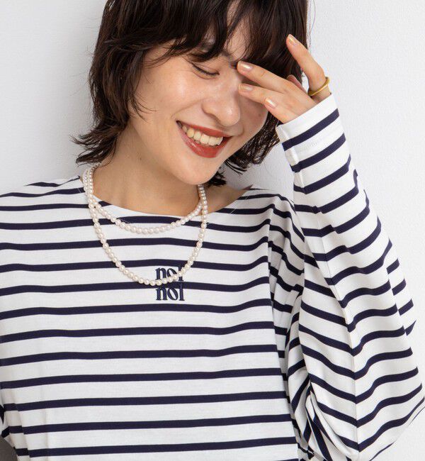 NOLLEY'S「nolnol ウォッシャブルMVSシルケットボーダーショートT」|Tシャツ・カットソー|