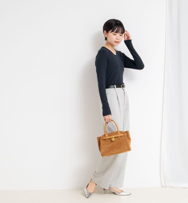 NOLLEY'S sophi「ウォッシャブルベアテレコUネックロンT＜エンジェルウール使用＞」|Tシャツ・カットソー|