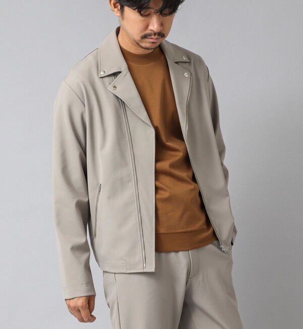 NOLLEY'S goodman「【ACTIVE SECT】《限定展開》ハイストレッチダブルライダース 25AW」|ブルゾン・スタジャン|グレーベージュ