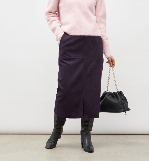 NOLLEY'S「ウォッシャブルストレッチスエード切替タイトスカート」|タイト|