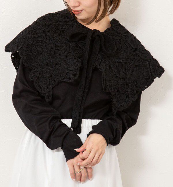 NOLLEY'S「【enrica/エンリカ】レース編みケープボレロ」|その他|ブラック