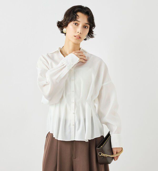 NOLLEY'S「ウォッシャブルパール釦スキッパータックブラウス」|シャツ・ブラウス|