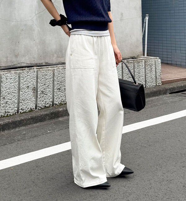 fredy emue「ライトオンスデニムベイカーイージーパンツ」|デニム|アイボリー