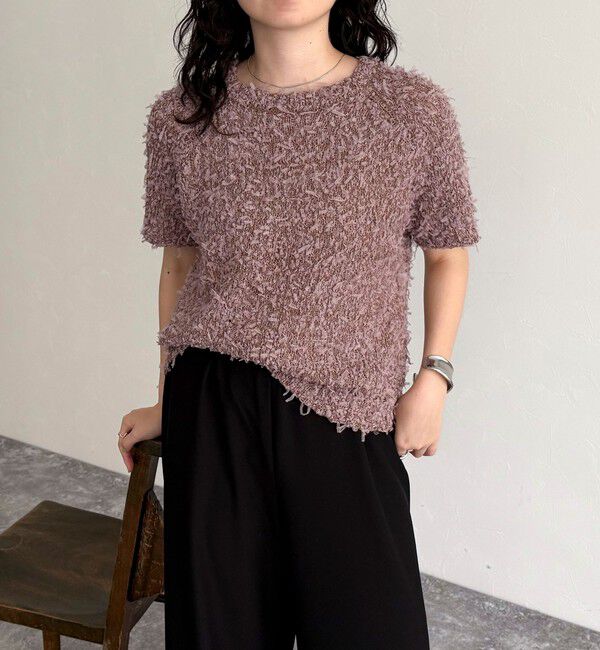 fredy emue「チュールテープ半袖ニットプルオーバー」|ニット・セーター|