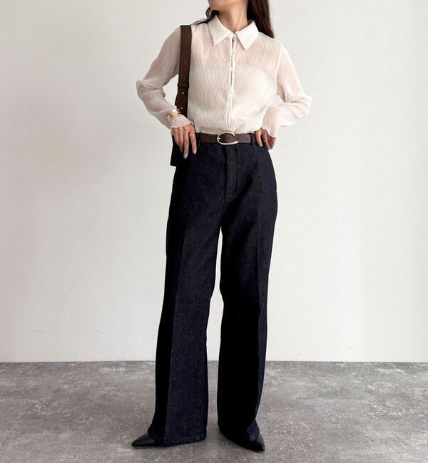 fredy emue「センタープレスデニムスラックス」|デニム|