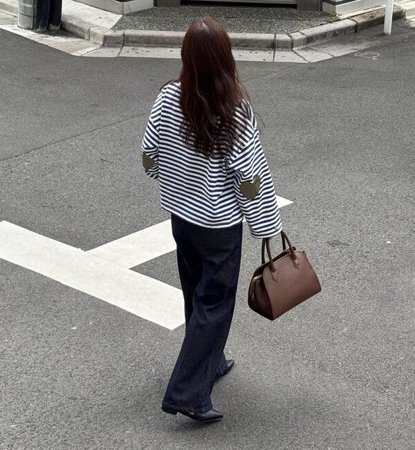 fredy emue「ボーダーハートパッチプルオーバー」|Tシャツ・カットソー|