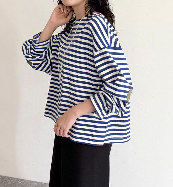 fredy emue「ボーダーハートパッチプルオーバー」|Tシャツ・カットソー|