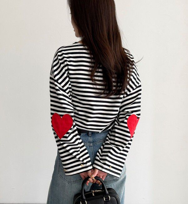 fredy emue「ボーダーハートパッチプルオーバー」|Tシャツ・カットソー|ブラック系その他