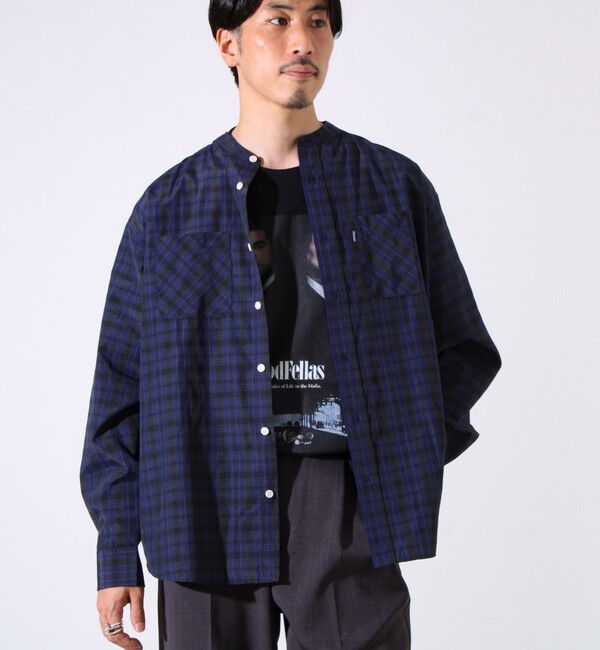 GLOSTER「【GLOSTER/グロスター】T/Cブロード バンドカラーシャツ（ギンガム/タータン）」|シャツ・ブラウス|