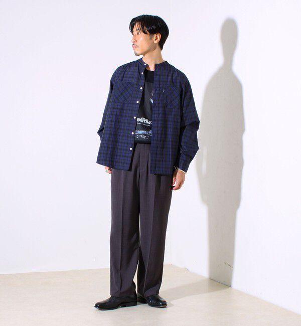 GLOSTER「【GLOSTER/グロスター】T/Cブロード バンドカラーシャツ（ギンガム/タータン）」|シャツ・ブラウス|