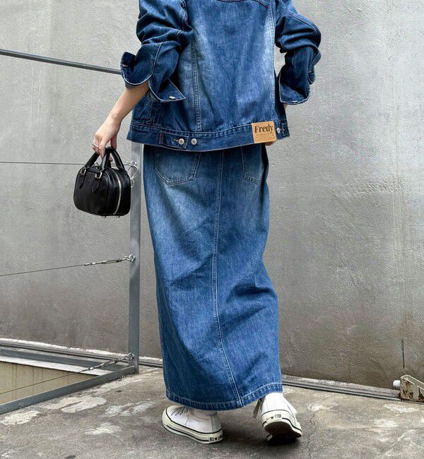 fredy emue「ノーカラーコンパクトデニムジャケット」|デニムジャケット|