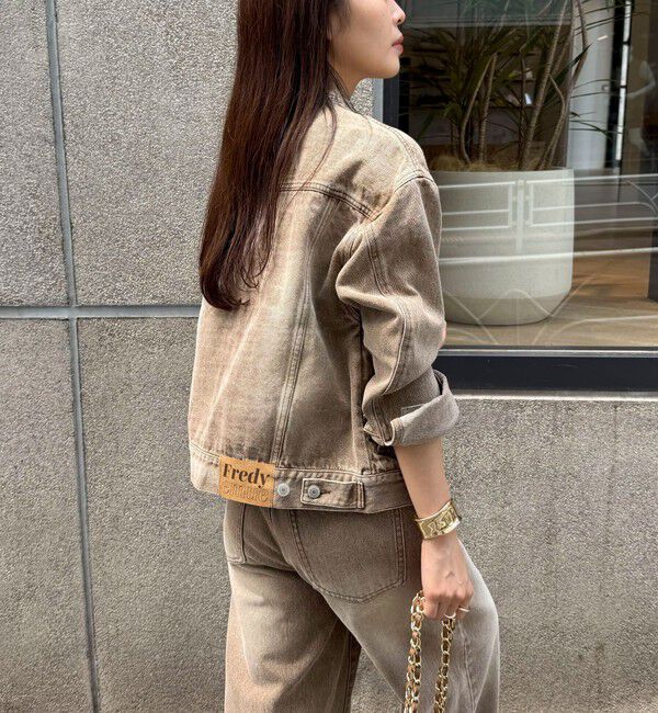 fredy emue「ノーカラーコンパクトデニムジャケット」|デニムジャケット|