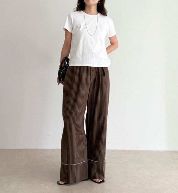 fredy emue「ボーダー/無地ワンポイントロゴコンパクトTシャツ」|Tシャツ・カットソー|