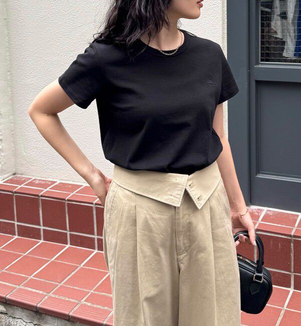 fredy emue「ボーダー/無地ワンポイントロゴコンパクトTシャツ」|Tシャツ・カットソー|