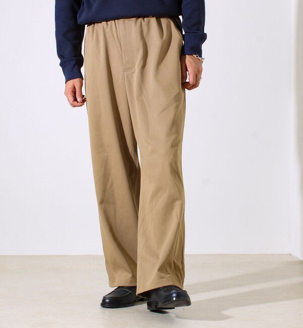 GLOSTER「【GEVACO】ドロストイージーパンツ ストレッチツイル 裾ドローコード付き」|チノ|ベージュ