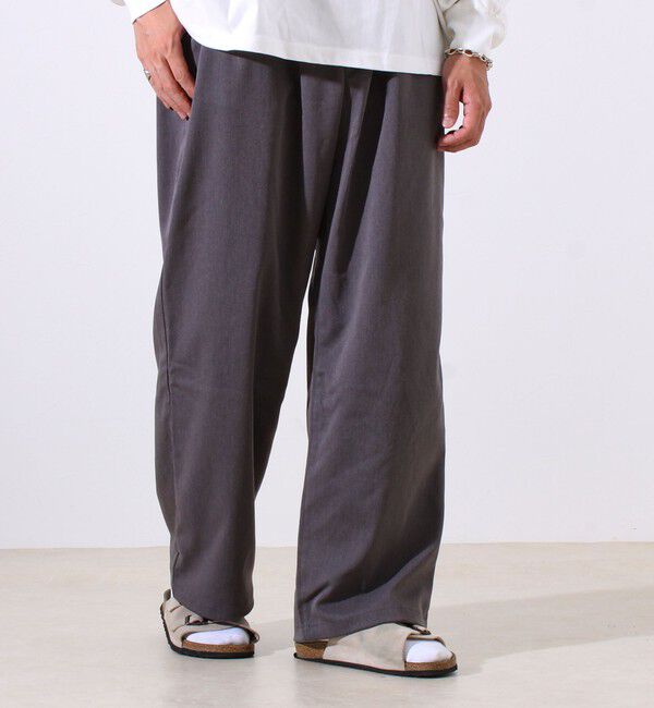 GLOSTER「【GEVACO】ドロストイージーパンツ ストレッチツイル 裾ドローコード付き」|チノ|チャコールグレー