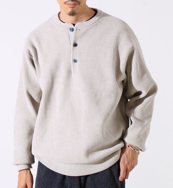 GLOSTER「【昨年人気アイテム再登場！チクチクしないニット】モールバックボーダー ヘンリーネックニット」|ニット・セーター|