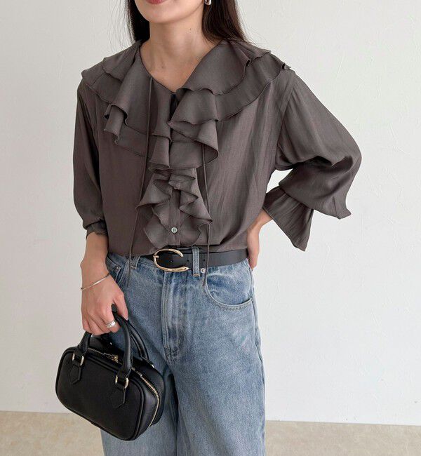 fredy emue「ボリュームフリル前開きブラウス」|シャツ・ブラウス|