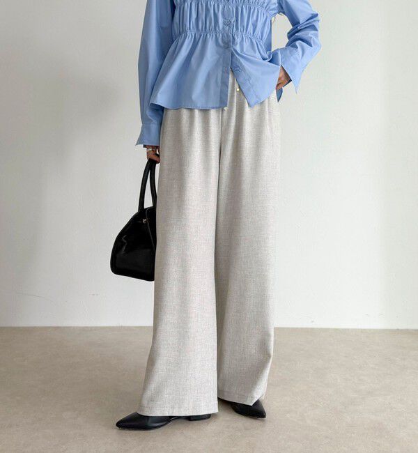 fredy emue「ウールライクイージーセミワイドパンツ」|チノ|アイボリー