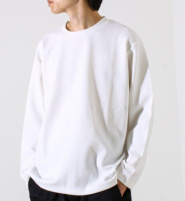 GLOSTER「【人気シリーズ第2弾】【新柄ジャガード登場】フクレクロスジャガードロンT」|Tシャツ・カットソー|ホワイト