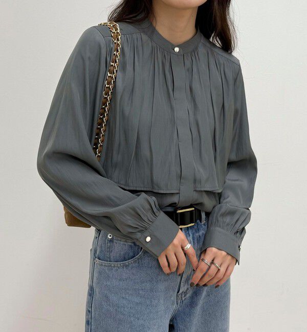 fredy emue「パウダーサテン前開きブラウス」|シャツ・ブラウス|