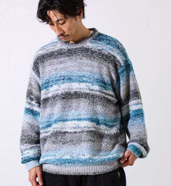 GLOSTER「【ふんわり立体感】グラデーションブークレプルオーバー」|ニット・セーター|ブルー系その他