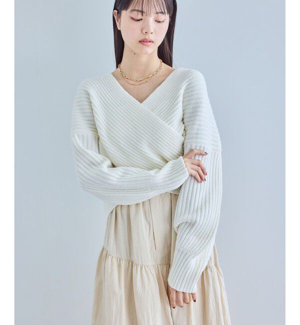 VIS「ふんわりカシュクールニットプルオーバー」|ニット・セーター|