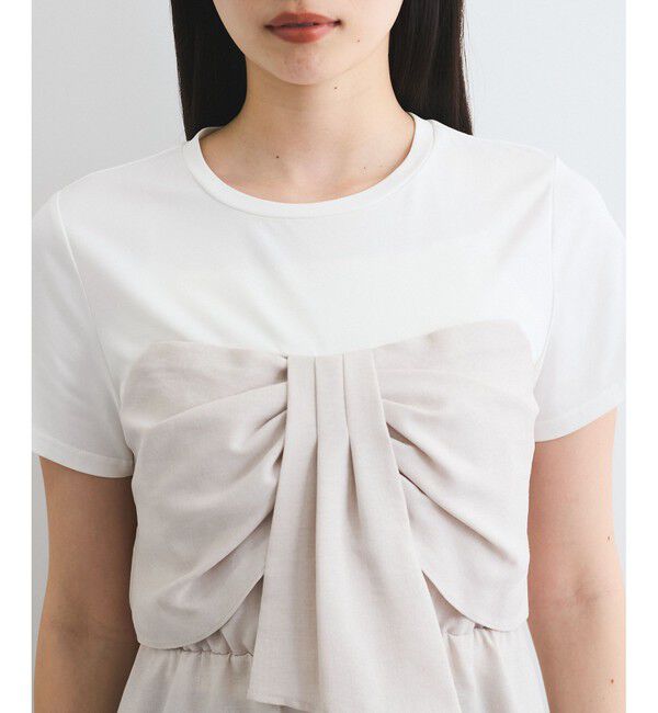 VIS「【新色追加】【美easy】ねじりリボンTシャツドッキングプルオーバー【接触冷感/洗える】」|Tシャツ・カットソー|