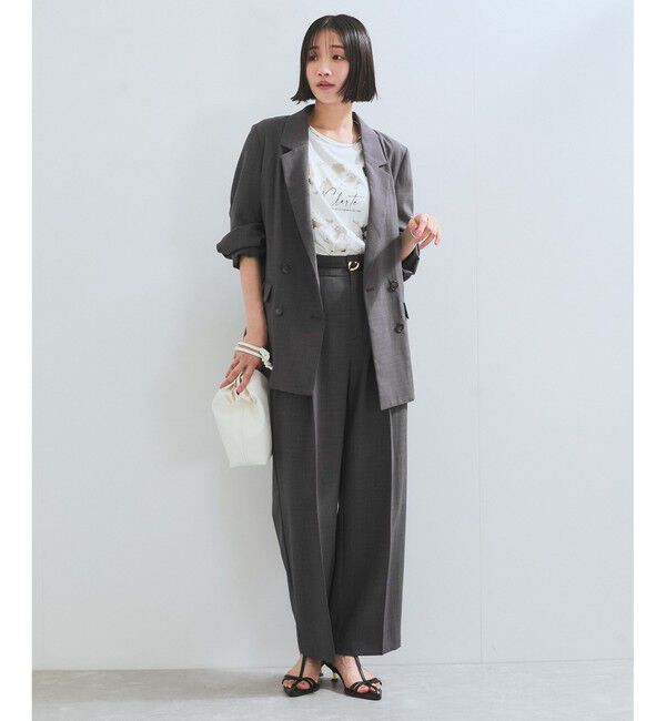 VIS「【美easy】ワンタックワイドスラックスパンツ【接触冷感/洗える】」|スラックス|