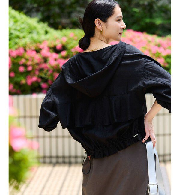 VIS「【追加】【WEB限定】シアーバックフリルフードブルゾン【洗える】」|ブルゾン・スタジャン|