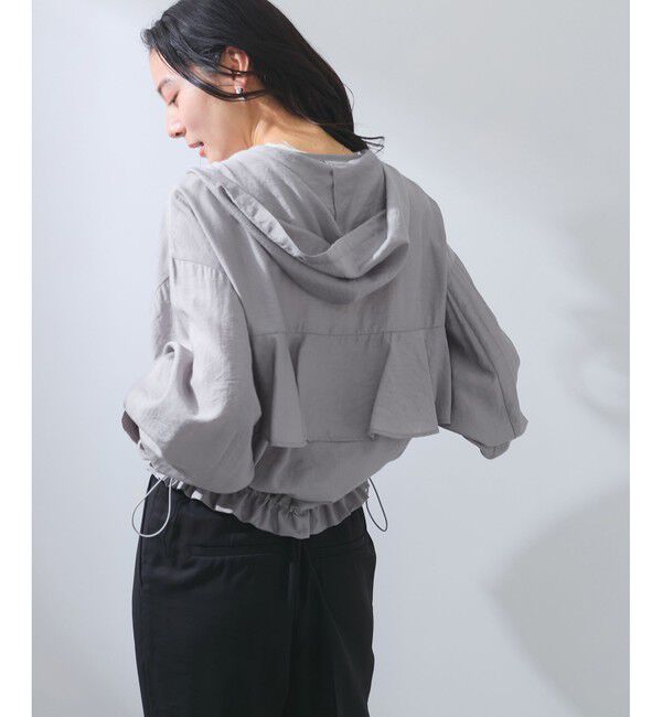 VIS「【追加】【WEB限定】シアーバックフリルフードブルゾン【洗える】」|ブルゾン・スタジャン|